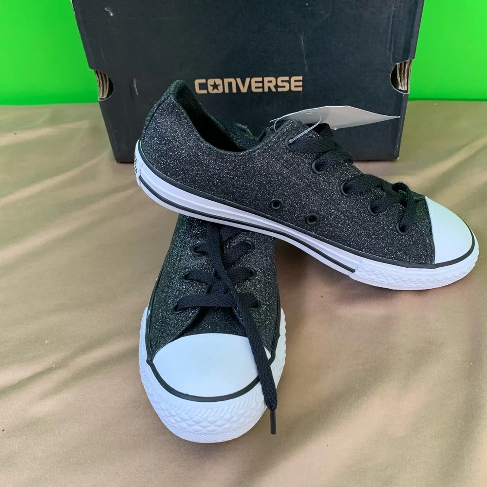 Converse Chuck Taylor All Star Youth 3 Black Glitter Sneakers‎ w/ Box - Picture 6 of 6